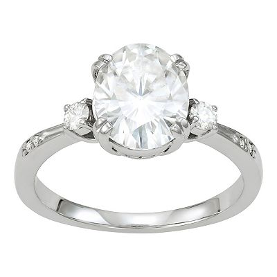 Charles & Colvard 14k White Gold 3 1/8 Carat T.W. Lab-Created Moissanite Oval Engagement Ring
