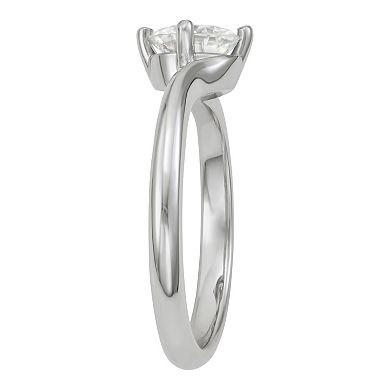 Charles & Colvard 14k White Gold 1 Carat T.W. Lab-Created Moissanite Solitaire Bypass Ring