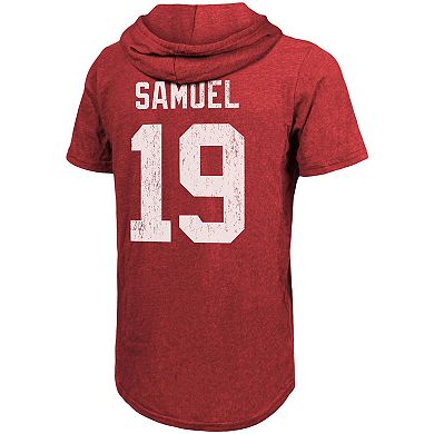 Men's Fanatics Branded Deebo Samuel Scarlet San Francisco 49ers Player Name & Number Tri-Blend Hoodie T-Shirt