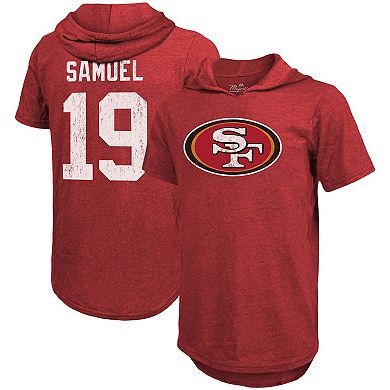 Men's Fanatics Branded Deebo Samuel Scarlet San Francisco 49ers Player Name & Number Tri-Blend Hoodie T-Shirt