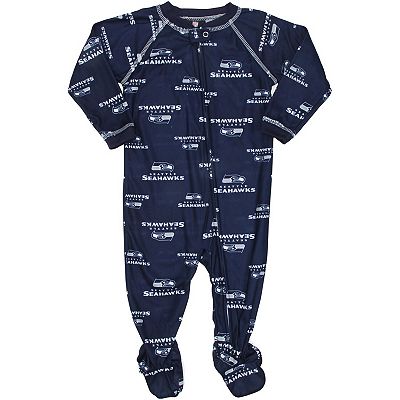 Seattle Seahawks Infant Piped Raglan Full Zip Coverall - College Navy