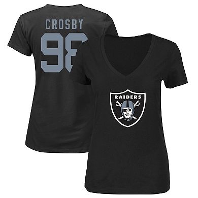 Women's Fanatics Branded Maxx Crosby Black Las Vegas Raiders Plus Size Player Name & Number V-Neck T-Shirt