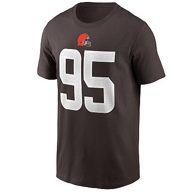 Men's Nike Myles Garrett Brown Cleveland Browns Team Player Name & Number T-Shirt