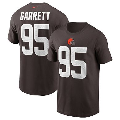 Men's Nike Myles Garrett Brown Cleveland Browns Team Player Name & Number T-Shirt