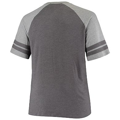Men's Fanatics Branded Black/Heathered Gray Tampa Bay Buccaneers Big & Tall Throwback 2-Stripe Raglan T-Shirt
