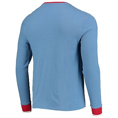 Men's Junk Food Light Blue Houston Oilers Ringer Long Sleeve T-Shirt