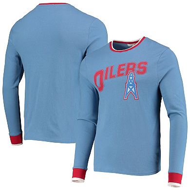 Men's Junk Food Light Blue Houston Oilers Ringer Long Sleeve T-Shirt