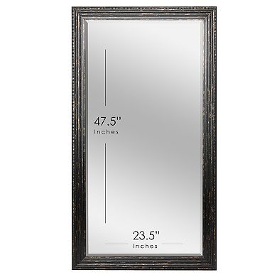 Head West Black Wash Beaded Frame Wall Mirror 41.5" x 29.5" 
