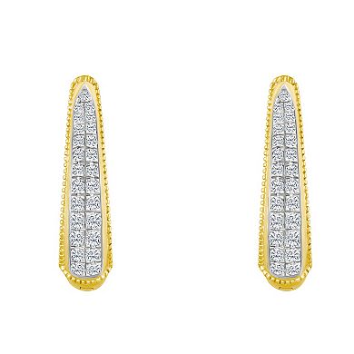 Celebration Gems 14k Gold 1/2 Carat T.W. Diamond Tapered Hoop Earrings