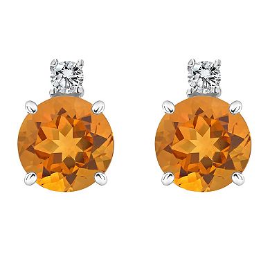 Celebration Gems 14k Gold Citrine & Diamond Accent Stud Earrings