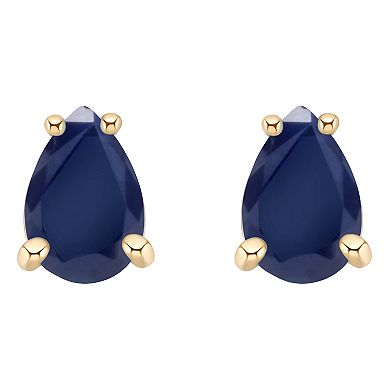 Celebration Gems 14k Gold Pear Shaped Sapphire Stud Earrings