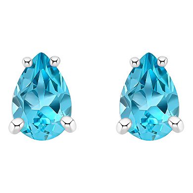 Celebration Gems 14k Gold Pear Shaped Swiss Blue Topaz Stud Earrings