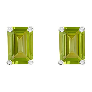 Celebration Gems 14k Gold Emerald Cut Peridot Stud Earrings