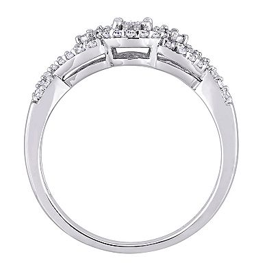 Stella Grace Sterling Silver 1/4 Carat T.W. Diamond Swirl Halo Ring