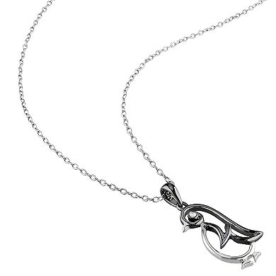 Stella Grace Sterling Silver Diamond Accent Penguin Pendant Necklace