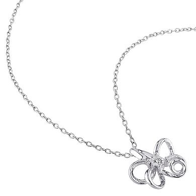 Stella Grace Sterling Silver Diamond Accent Floral Pendant Necklace
