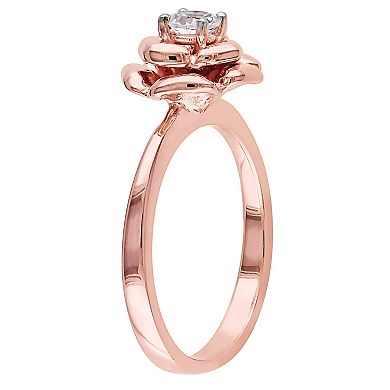 Stella Grace 18k Rose Gold Over Silver Lab Created White Sapphire Floral Ring