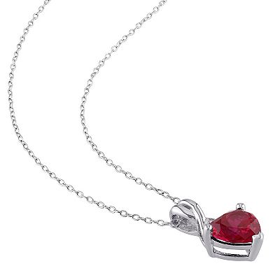 Stella Grace Sterling Silver Lab-Created Ruby & Diamond Accent Heart Twist Pendant Necklace & Earring Set