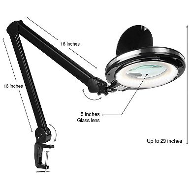 Brightech Lightview Pro 2.25x Magnifying 5 Diopter Led Task Lamp W/ Color Temperature Options, Black