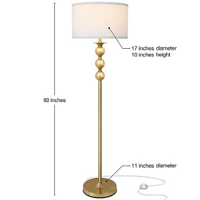 Brightech Riley Antique 61 Inch Tall Free Standing Home LED Floor Lamp, Brass