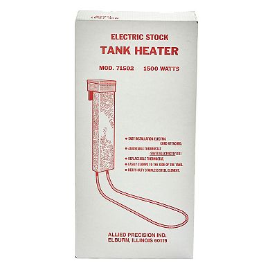 API 71502 1500 Watt Metal Livestock Water Tank Tankside Thermostat Deicer Heater