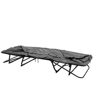 Kamp-rite Original Quick Setup 1 Person Elevated Cot, Lounge Chair, & Tent, Gray