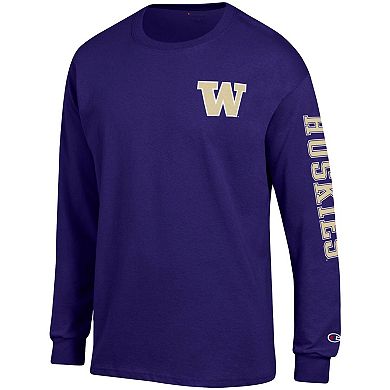 Men's Champion Purple Washington Huskies Team Stack Long Sleeve T-Shirt