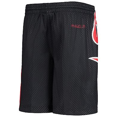 Youth Black Portland Trail Blazers Hardwood Classics Throwback Big Face Mesh Shorts