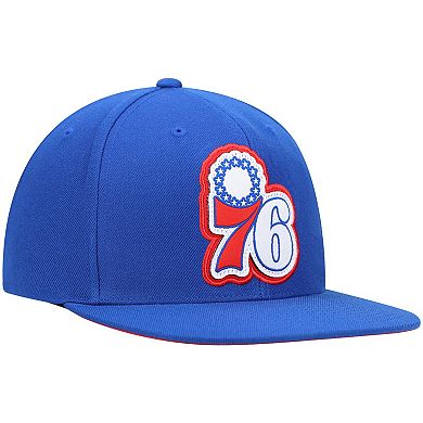 Men's Mitchell & Ness Royal Philadelphia 76ers Hardwood Classics Pop Snapback Hat