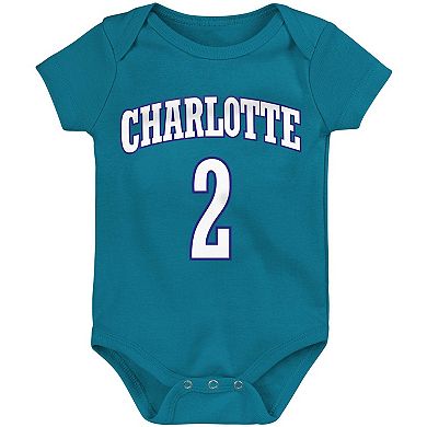 Infant Mitchell & Ness Larry Johnson Teal Charlotte Hornets Hardwood Classics Name & Number Bodysuit