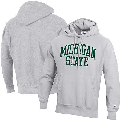 Men's Champion Heathered Gray Michigan State Spartans Team Arch Reverse Weave Pullover Hoodie
