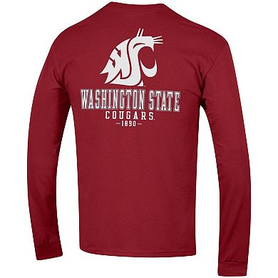 Men's Champion Crimson Washington State Cougars Team Stack Long Sleeve T-Shirt