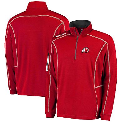 Men's Columbia Golf Red Utah Utes Shotgun Omni-Wick Quarter-Zip Pullover Jacket