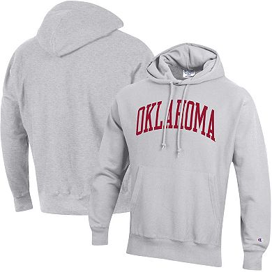 Men's Champion Heathered Gray Oklahoma Sooners Team Arch Reverse Weave Pullover Hoodie