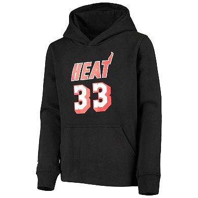Youth Mitchell & Ness Alonzo Mourning Black Miami Heat Hardwood Classics Name & Number Pullover Hoodie