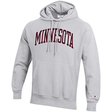 Men's Champion Heathered Gray Minnesota Golden Gophers Team Arch Reverse Weave Pullover Hoodie