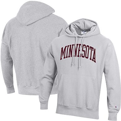 Men's Champion Heathered Gray Minnesota Golden Gophers Team Arch Reverse Weave Pullover Hoodie