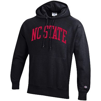 Men's Champion Black NC State Wolfpack Team Arch Reverse Weave Pullover Hoodie