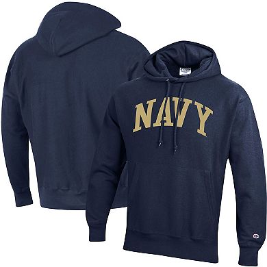 Men's Champion Navy Navy Midshipmen Team Arch Reverse Weave Pullover Hoodie