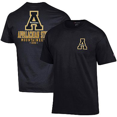 Men's Champion Black Appalachian State Mountaineers Stack 2-Hit T-Shirt