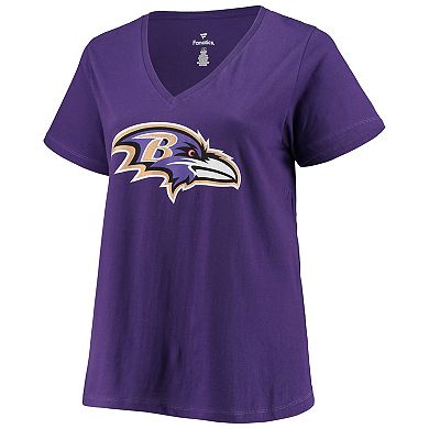 Women's Fanatics Branded Lamar Jackson Purple Baltimore Ravens Plus Size Name & Number V-Neck T-Shirt