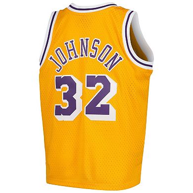 Youth Mitchell & Ness Magic Johnson Gold Los Angeles Lakers Swingman Throwback Jersey