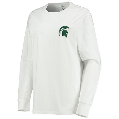 Women's Pressbox White Michigan State Spartans Traditions Pennant Long Sleeve T-Shirt