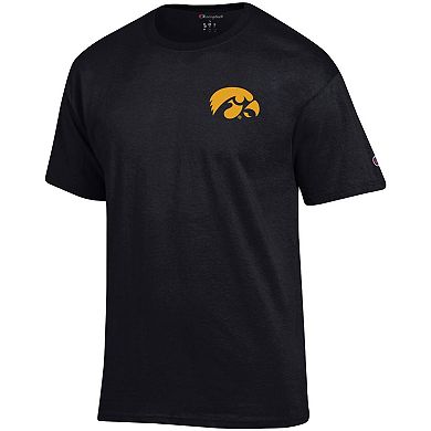 Men's Champion Black Iowa Hawkeyes Stack 2-Hit T-Shirt