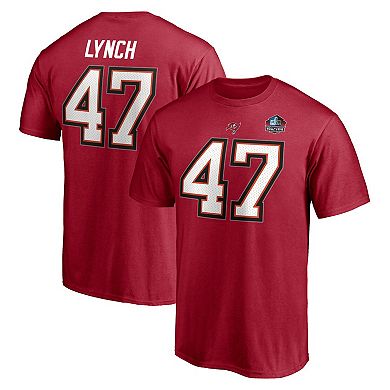 Men's Fanatics Branded John Lynch Red Tampa Bay Buccaneers NFL Hall of Fame Class of 2021 Name & Number T-Shirt