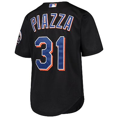 Youth Mitchell & Ness Mike Piazza Black New York Mets Cooperstown Collection Mesh Batting Practice Jersey