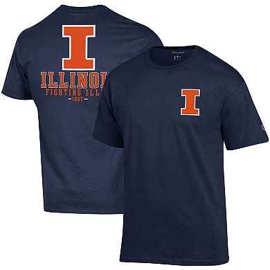 Men's Champion Navy Illinois Fighting Illini Stack 2-Hit T-Shirt
