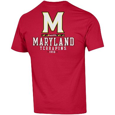 Men's Champion Red Maryland Terrapins Stack 2-Hit T-Shirt