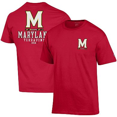 Men's Champion Red Maryland Terrapins Stack 2-Hit T-Shirt
