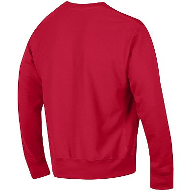 Men's Champion Red Louisville Cardinals Arch Reverse Weave Pullover Sweatshirt